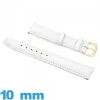 Bracelet 10 mm pour montre Blanc Vrai cuir