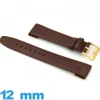 Bracelet 12 mm pour montre brun Cuir Rembourré
