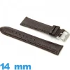 Bracelet 14 mm pour montre brun foncé cuir véritable Rembourré Lézard