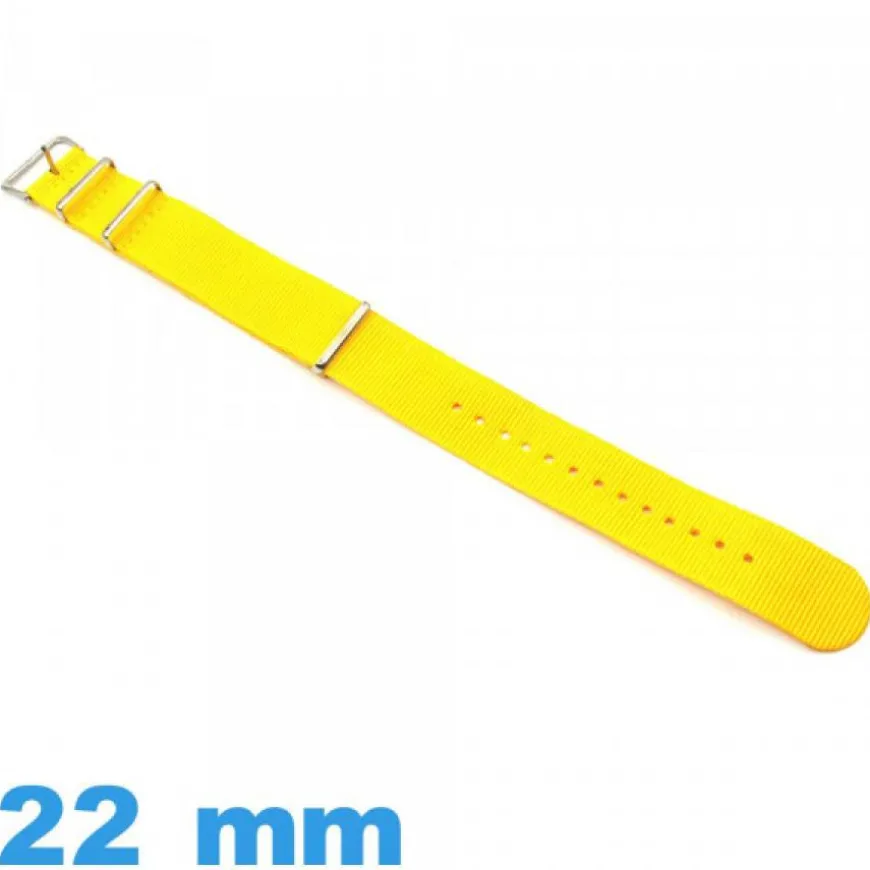 Bracelet 22mm pour montre Jaune Nato tissu