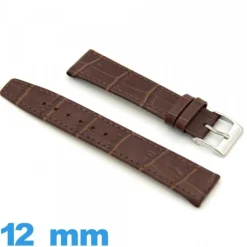 Bracelet 12 mm pour montre Marron Cuir  Texturé Alligator
