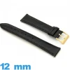 Bracelet 12mm pour montre Noir Cuir
