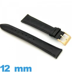 Bracelet 12mm pour montre Noir Cuir