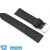 Bracelet 12mm pour montre Noir Cuir vegan Plat