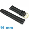 Bracelet 14mm pour montre Noir Cuir Synthétique  lisse
