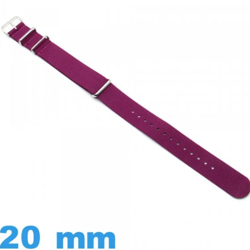 Bracelet 20mm pour montre Violet Nato tissu