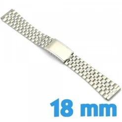 Bracelet montre acier 18 mm argenté