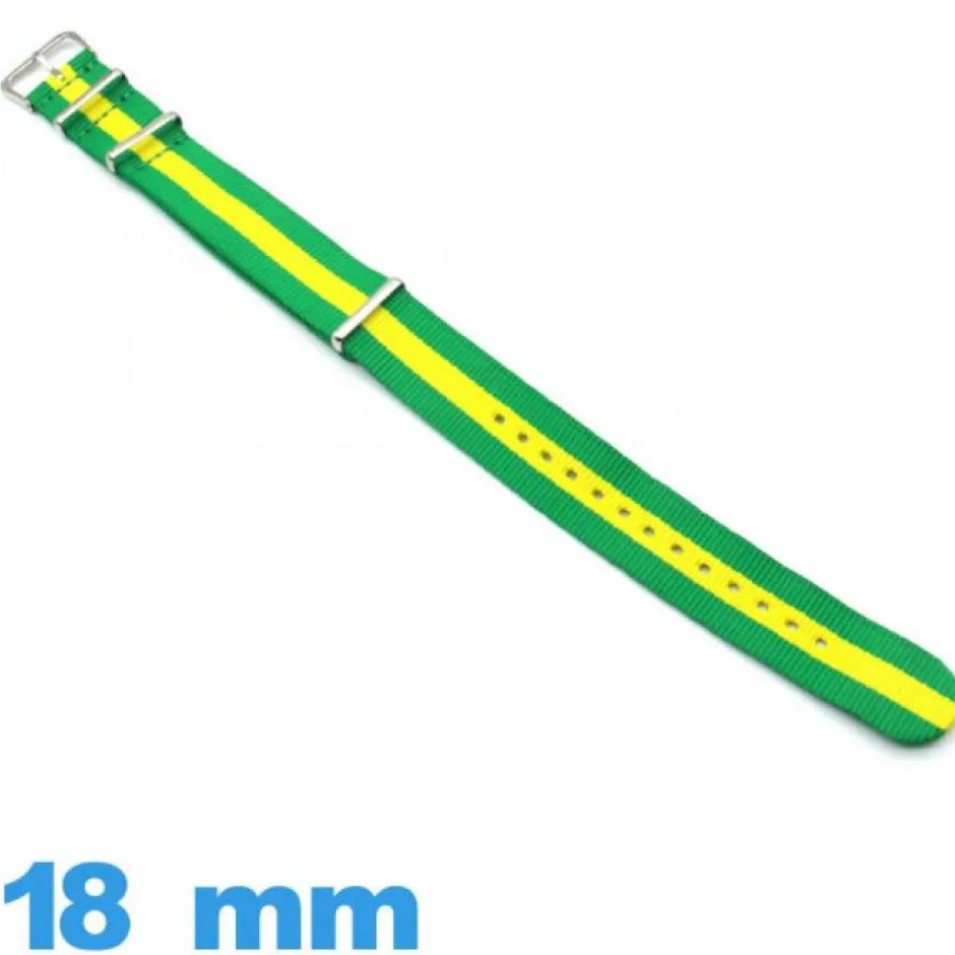 Bracelet montre Bresil Nylon N.A.T.O 18mm