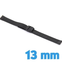 Bracelet montre maille milanaise noire 13 mm