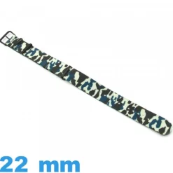 Bracelet montre N.A.T.O Bleu Camouflage Nylon 22 mm