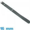 Bracelet montre N.A.T.O Gris Textile 16 mm