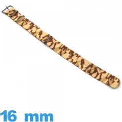Bracelet montre Nato 16 mm Camo militaire Marron Nylon
