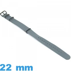 Bracelet montre Nato 22mm Gris tissu