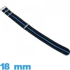 Bracelet montre Nato Noir et Bleu   Textile 18 mm