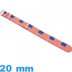 Bracelet montre Nato États-Unis d'Amérique 20 mm tissu