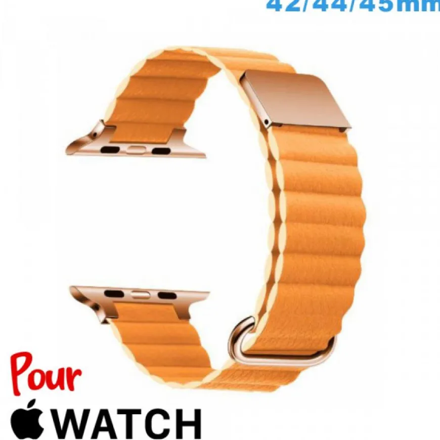 Bracelet montre pour Apple Watch Anthracite Cuir Micro Fibre