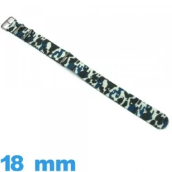 Bracelet montre Textile N.A.T.O Bleu 18mm Camo militaire