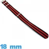 Bracelet Nato 18mm de montre Textile Noir et Rouge