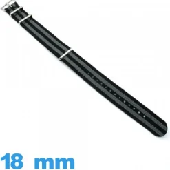 Bracelet Nato 18mm montre Textile Noir et Gris