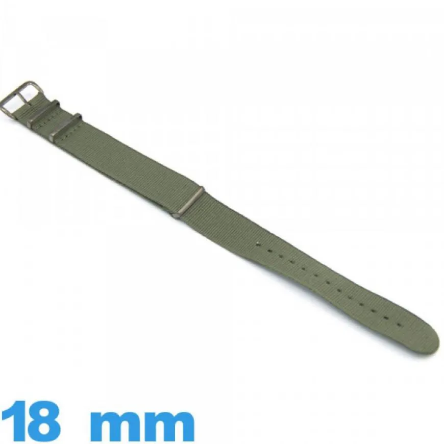 Bracelet N.A.T.O Textile Olive 18 mm pour montre