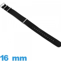 Bracelet N.A.T.O tissu Noir 16mm pour montre