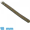 Bracelet Nylon 18 mm N.A.T.O Noir et Beige de montre