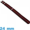 Bracelet Nylon Noir et Rouge  pour montre 24 mm Nato