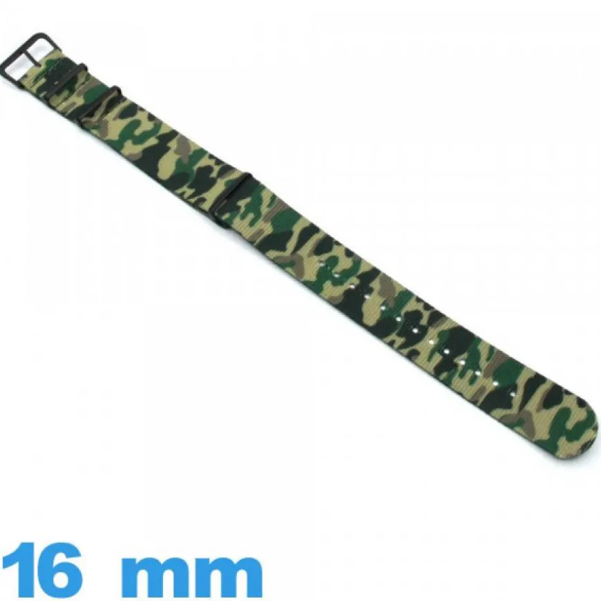 Bracelet Nylon Vert Camo pour montre 16 mm N.A.T.O