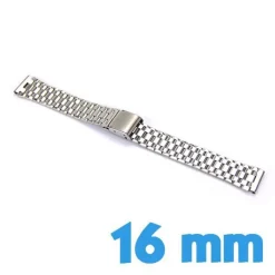 Bracelet pour montre Argenté Acier Inoxydable 16 mm