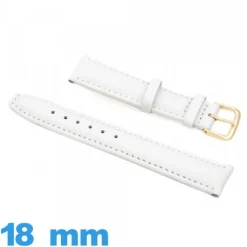 Bracelet pour montre Blanc Cuir véritable de veau  Rembourré 18 mm