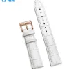 Bracelet pour montre Blanc 12 mm Cuir véritable fermoir Ardillon
