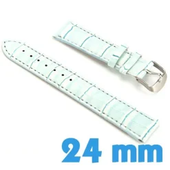 Bracelet pour montre Bleu clair Cuir Synthétique crocodile 24 mm