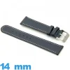 Bracelet pour montre Bleu cuir véritable Grain Lisse Plat 14 mm