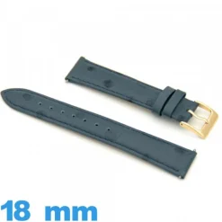 Bracelet pour montre Bleu Cuir véritable luxe de veau Cuir autruche Rembourré 18 mm
