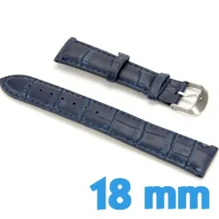 Bracelet pour montre Bleu foncé Cuir Synthétique 18 mm croco