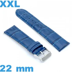 Bracelet pour montre bleu gros poignet Cuir véritable de veau de luxe 22mm