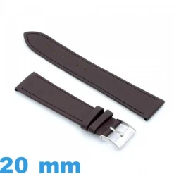 Bracelet pour Montre Cuir de Veau Brun Lisse 20 mm