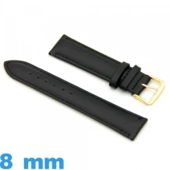 Bracelet pour Montre Cuir Noir Lisse 8 mm