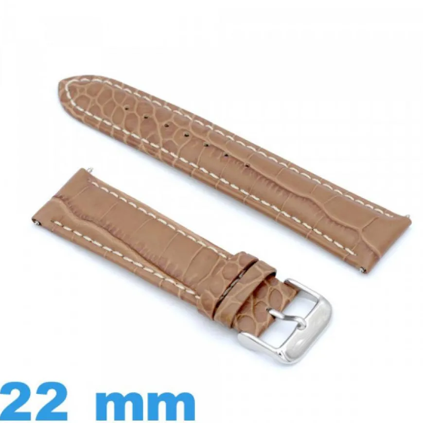 Bracelet pour Montre Cuir Véritable de Veau Camel de luxe 22 mm