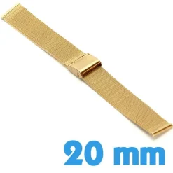 Bracelet pour montre Doré maille milanaise 20 mm