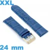 Bracelet pour montre grande longueur 24mm bleu Cuir véritable de veau de luxe gros poignet