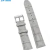 Bracelet pour montre Gris 24 mm Cuir véritable boucle Ardillon