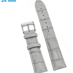 Bracelet pour montre Gris 24 mm Cuir véritable boucle Ardillon