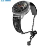 Bracelet pour montre 22 mm Acier inoxydable Noir