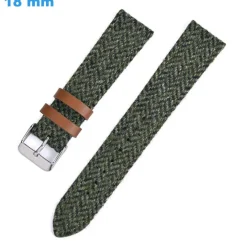 Bracelet pour montre 18 mm Cuir PU fermoir Ardillon Vert