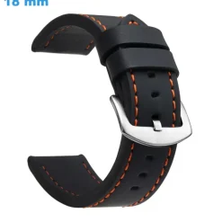 Bracelet pour montre 18 mm Cuir Synthétique Noir fermoir Ardillon