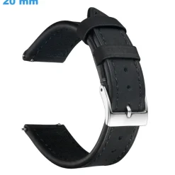 Bracelet pour montre 20 mm Cuir véritable boucle Ardillon Noir