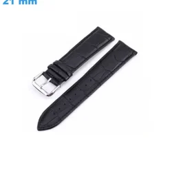 Bracelet pour montre 21 mm Cuir véritable fermoir Ardillon Noir