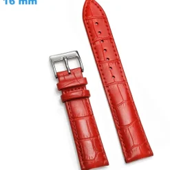 Bracelet pour montre 16 mm Cuir véritable Rouge Ardillon