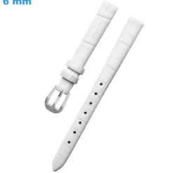 Bracelet pour montre 6 mm Cuir véritable boucle Ardillon Blanc